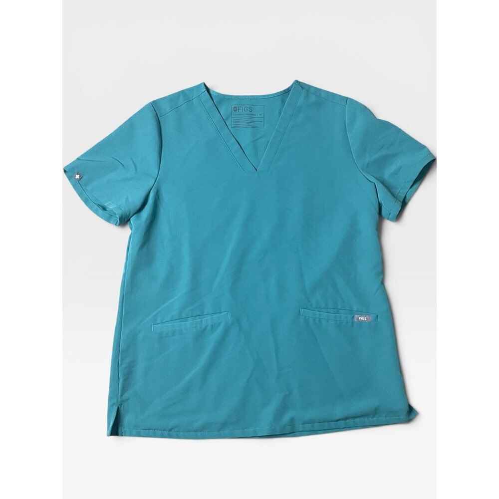 FIGS Casma Scrub Top Womens M Teal Blue V-Neck Technical Collection